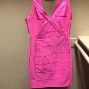 Hot pink bandage body con dress size small
